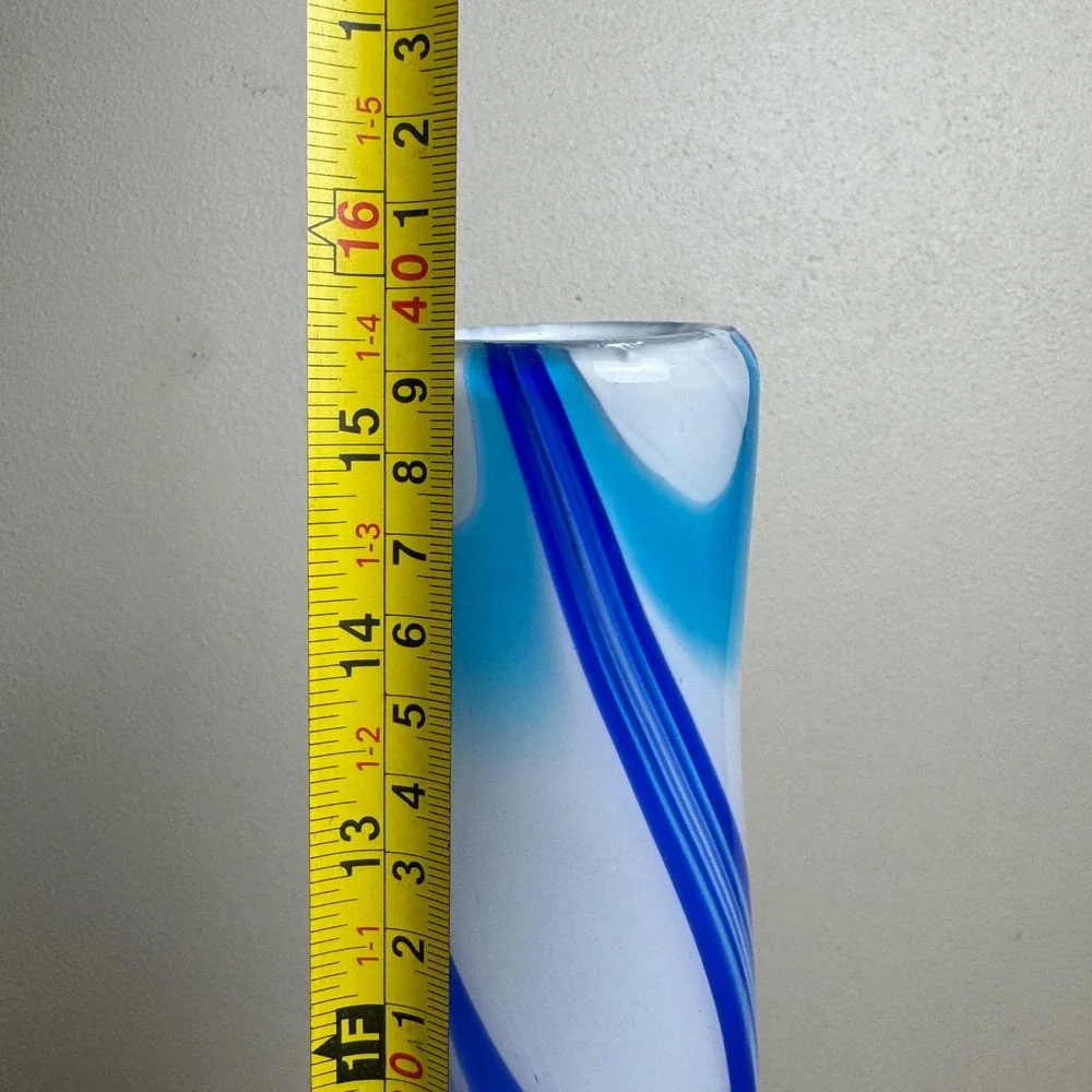Blue Swirl Art Glass‎ Vase 15.5